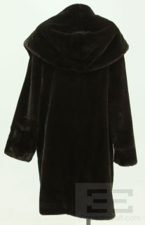Percy for Marvin Richards Brown 3 4 Length Hooded Faux Fur Coat