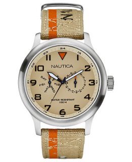 Nautica Watch, Mens Tan Canvas Strap 45mm N13609G   All Watches