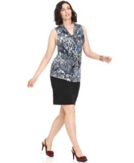 Alfani Plus Size Sleeveless Printed Embellished Top & Pencil Skirt