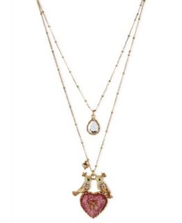Betsey Johnson Necklace, Gold Tone Glass Acrylic Candy Heart Illusion