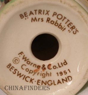 Royal Doulton Beatrix Potter Figurine Mrs Rabbit Ear Chip
