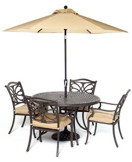 Kingsley Outdoor Patio Furniture, 5 Piece Set (48 Round Dining Table