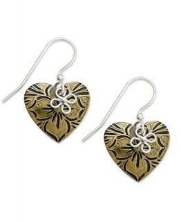 Jody Coyote Sterling Silver Earrings, Textured Bronze Heart Earrings