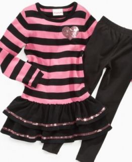 Flapdoodles Kids Set, Little Girls Sequin Stripe Dress with Legging