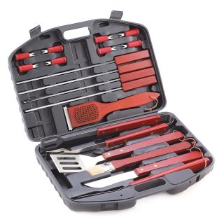 12357 Deluxe Stainless Steel BBQ Barbeque Utensils Tool Set Wood