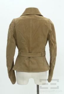 Martin Grant Tan Corduroy Belted Button Front Jacket Size Medium