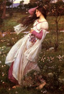 SPRING FASHION GIRL BY WATERHOUSE PAINTER ART ON PAPER REPRO LARGE