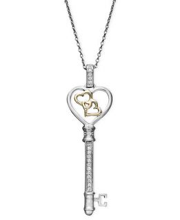 Treasured Hearts Diamond Necklace, 14k Gold and Sterling Silver
