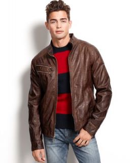 Guess Jeans Jacket, Faux Leather Pico Jacket