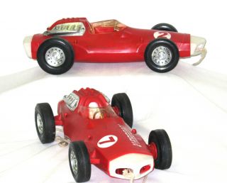 This auction is for 2 1963 Vintage V Rroom Red Race Car Toys by Mattel