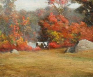 Frank Mathewson Rhode Island Fall Landscape Cow Painting Arts Crafts