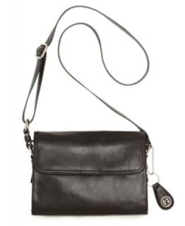 Giani Bernini Handbag, Glazed Leather Flap Crossbody   Handbags