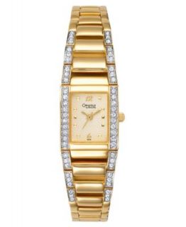 Caravelle by Bulova Watch, Womens Gold tone Crystal Accented Bracelet