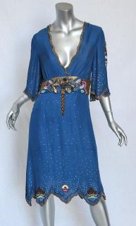 Matthew Williamson Amazing Blue Silk Beaded Jeweled Embroidered Sequin