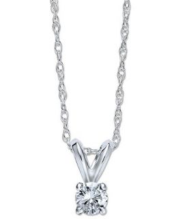 Diamond Necklace, 10k White Gold Round Cut Diamond Pendant (1/6 ct. t