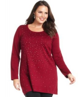 Design 365 Plus Size Sweater, Long Sleeve Embellished Tunic