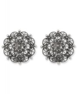 Genevieve & Grace Sterling Silver Earrings, Marcasite Square Knot Clip