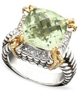 14k White Gold Ring, Green Quartz (4 3/8 ct. t.w.) and Diamond Accent