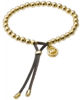 Michael Kors Bracelet, Tri Tone Beaded Leather Bracelet   Fashion