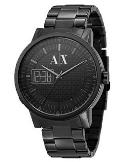 Armani Exchange Watch, Mens Black Stainless Steel Bracelet AX2060