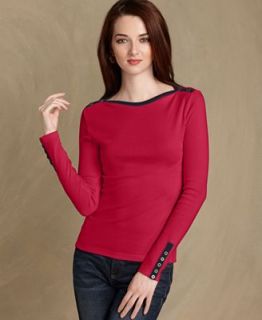 Tommy Hilfiger Top, Edith Long Sleeve Cotton Boat Neck