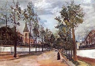 Signed Maurice Utrillo Street in The Suburbs Oil Painting