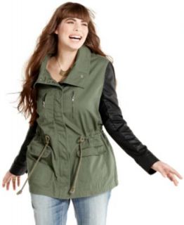 American Rag Plus Size Jacket, Faux Leather Sleeve Anorak
