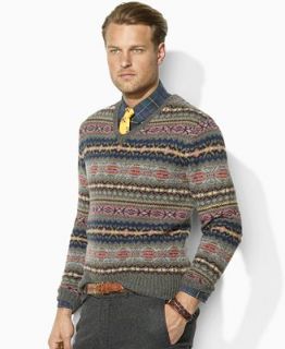 Polo Ralph Lauren Sweater, V Neck Fair Isle Wool Sweater