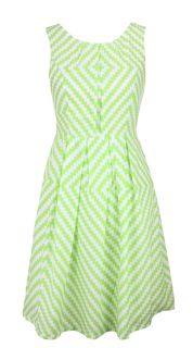 Green White Geometric Print Day Dress Felicity Size 14 New