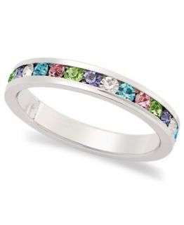 Traditions Sterling Silver Ring, Channel Set Multicolored Swarovski