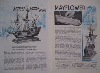 Vintage How to Build Mayflower Wooden Scale Model Pilgrim SHIP 1937