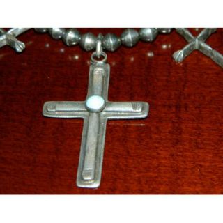Old Navajo Sand Cast Silver Cross Necklace Squash Blossom Pawn