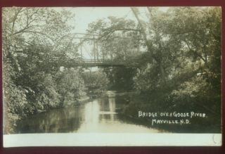 A082410 RPPC Postcard Bridge Over GOOSE River Mayville ND 1908