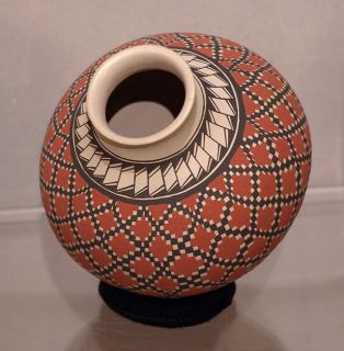 Mata Ortiz Mexico Pottery Folk Art Geometric Pot Eye Dazzler Olla Rosa