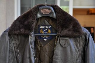 Antler Genuine Flight Jacket Brown Leather Size Small