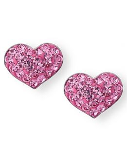 Unwritten Sterling Silver Earrings, Pink Crystal Heart Stud Earrings