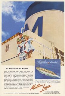 1953 Matson Lines SS Lurline Cruise SHIP to Hawaii Put Yourself