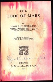 by Edgar Rice Burroughs low grade 1st edition THE GODS OF MARS McClurg