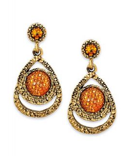 Style&co. Earrings, Antiqued Gold tone Topaz Acrylic Stone Drop