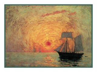 Impressionist Maxime Maufra Red Sun Counted Cross Stitch Chart Free