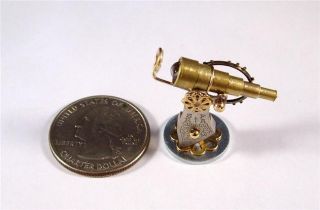Miniature Medieval Steampunk Telescope with Magnifing Lense OOAK