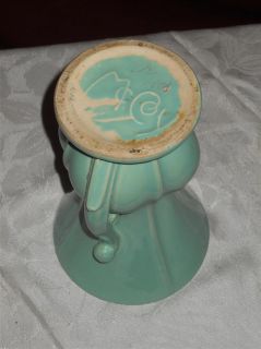 1940s McCoy 2 Eared Aqua Vase Glazed Ceramic Vtg