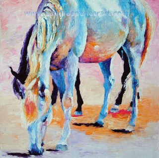 Original Oil Painting Sunrise Horse Friends Art 12x12 Western Colorful