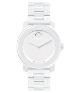 Movado Watch, Swiss Bold Medium White Leather Strap 36mm 3600023   All