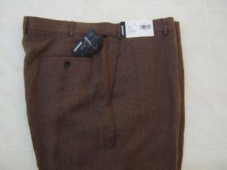 Murano 100% European Linen Mens 42/34 Dress Pants Flat Front Brown