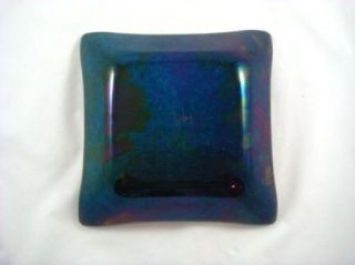 Iridescent Fused Art Glass Kurt McVay Diamond Pattern Bowl 7 x 7
