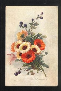 Field Bouquet w Berries by C Klein Vintage