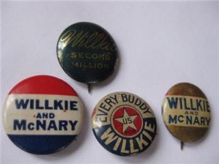 Willkie McNary Political Pinback Buttons 1940
