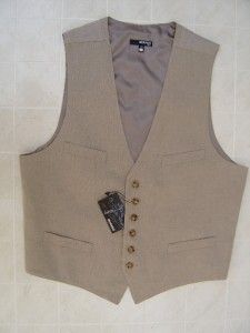 Murano 100% European Linen Mens XL Vest Dress Tuxedo Suit Coat Khaki