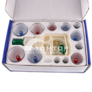 NEW Chinese Medical Magnetic 12 Body Cupping Set+8 Magnets Point